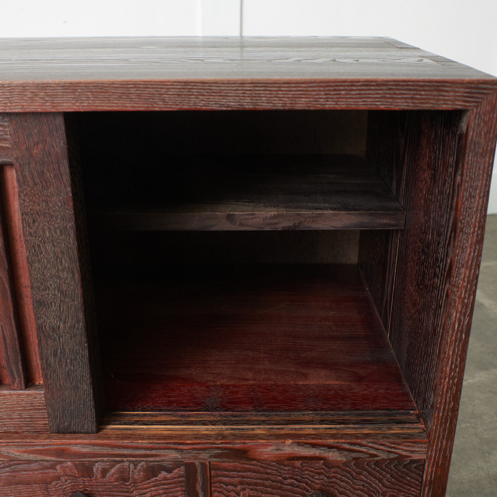 江戸指物 欅材 茶箪笥