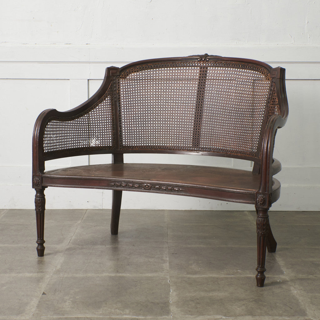 クラシック 籐張り 2人掛けチェア