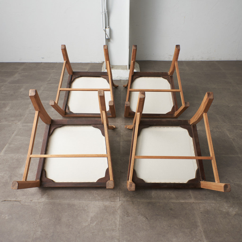 ストリップド加工 ダイニングチェア 4脚セット / 張替済