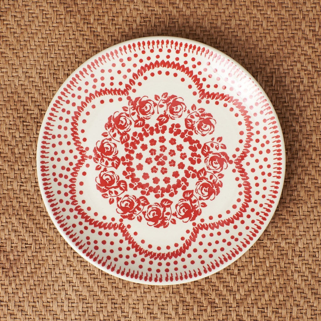 ポーリッシュポタリー プレート レッド 花柄 22cm