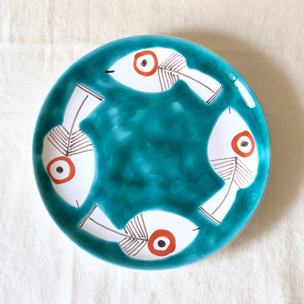 Susannna de Simone 絵皿 19cm 4匹のサカナ