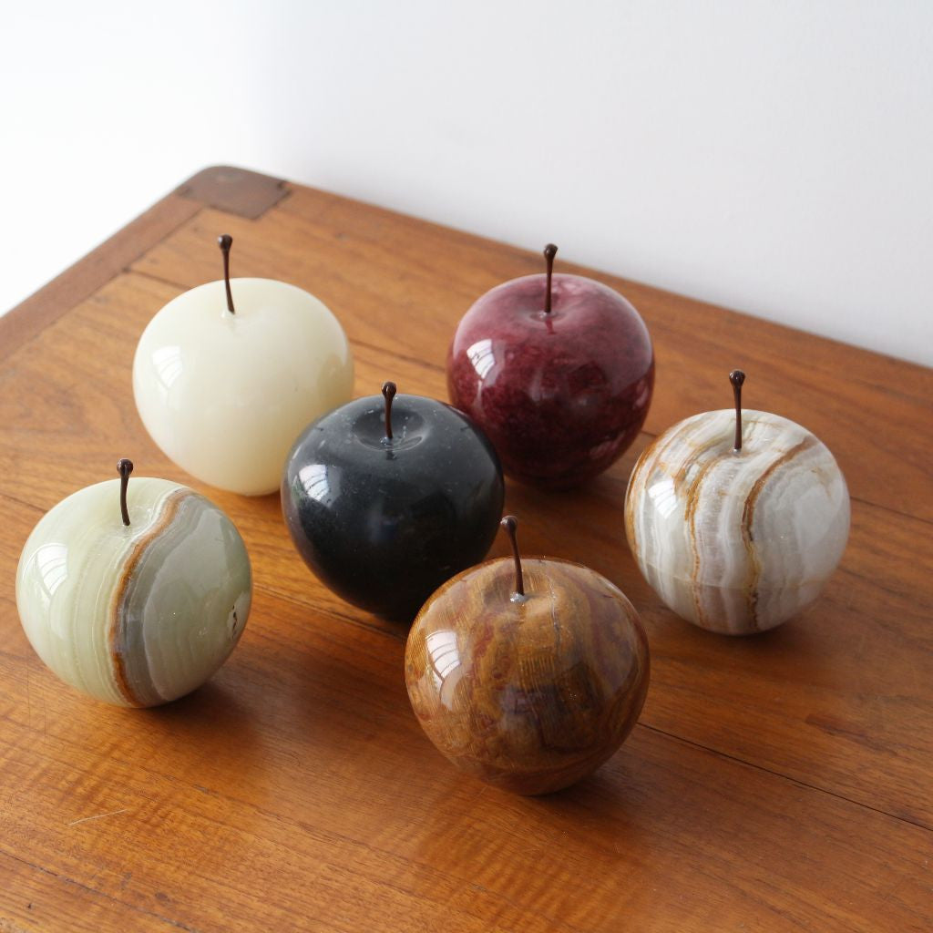 ストーンオブジェ Marble Apple ホワイト Large