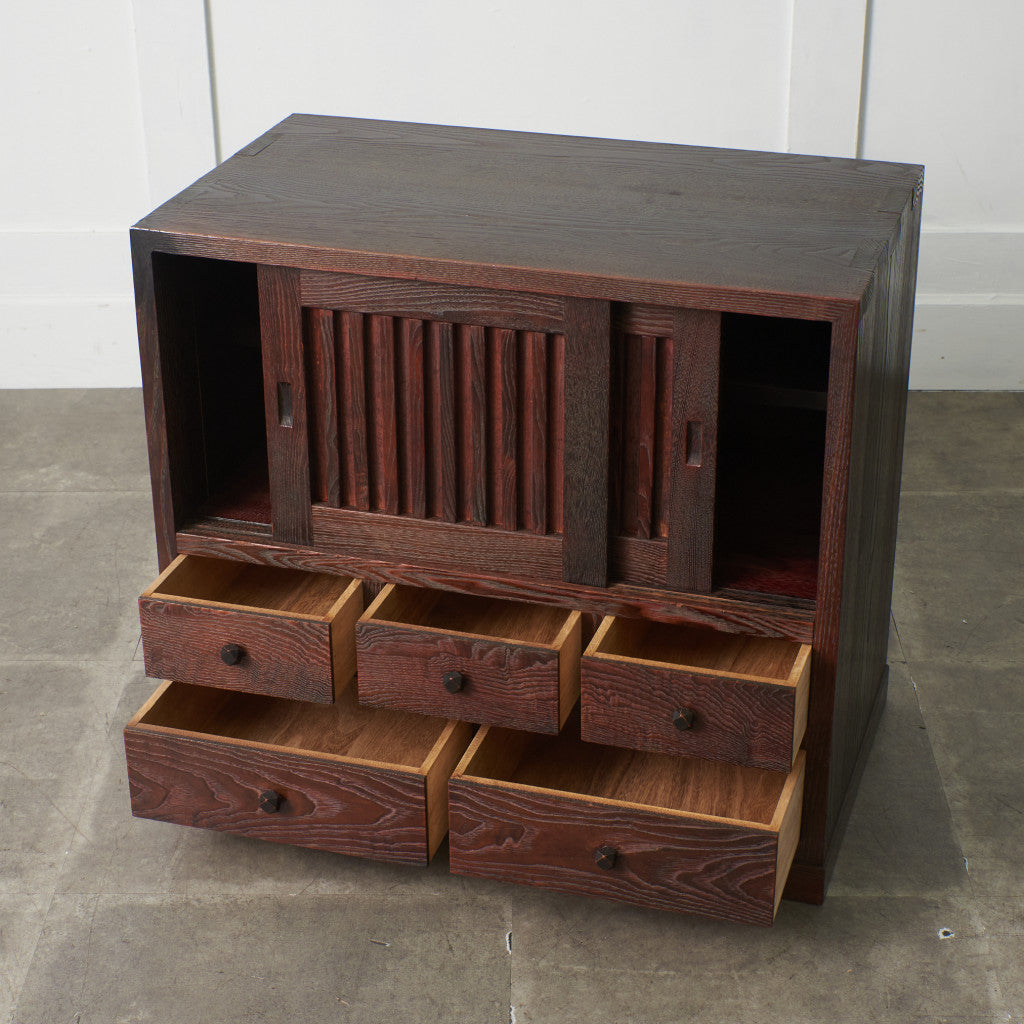 江戸指物 欅材 茶箪笥