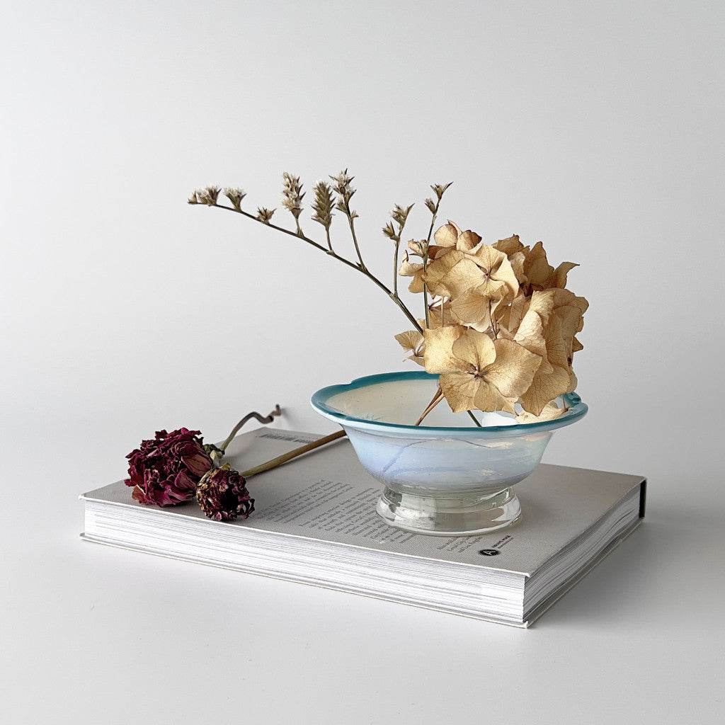 年代物 氷ガラス ボウル