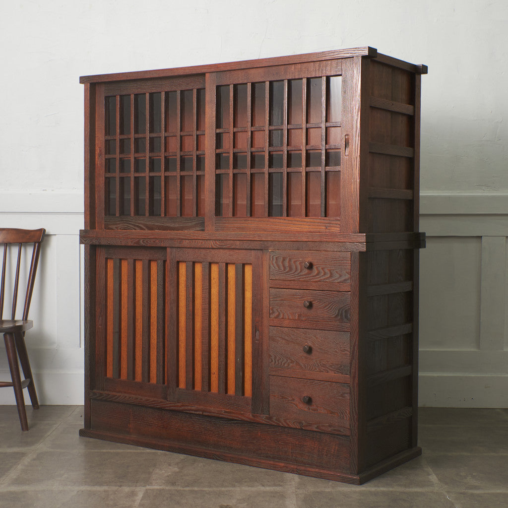 江戸指物 欅材 茶箪笥