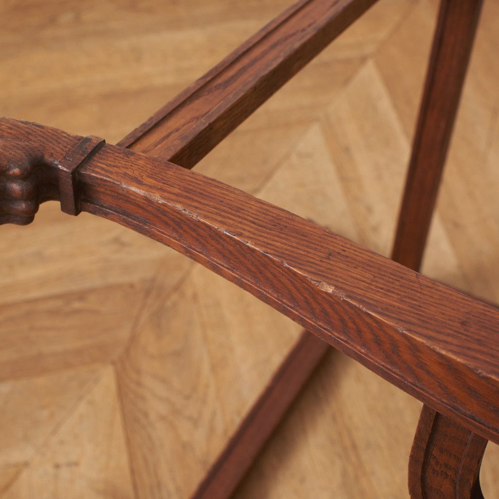 英国アンティーク 木彫刻 ダイニングチェア / 張替品