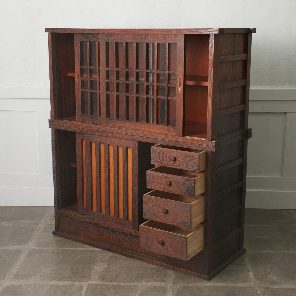 江戸指物 欅材 茶箪笥