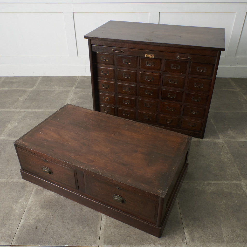 日本製 古い木製 蛇腹扉キャビネット