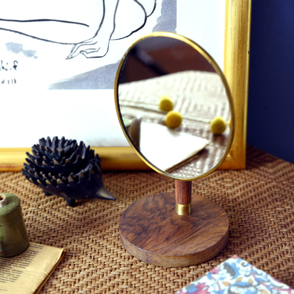 BRASS&WOOD スタンドミラー オーバル