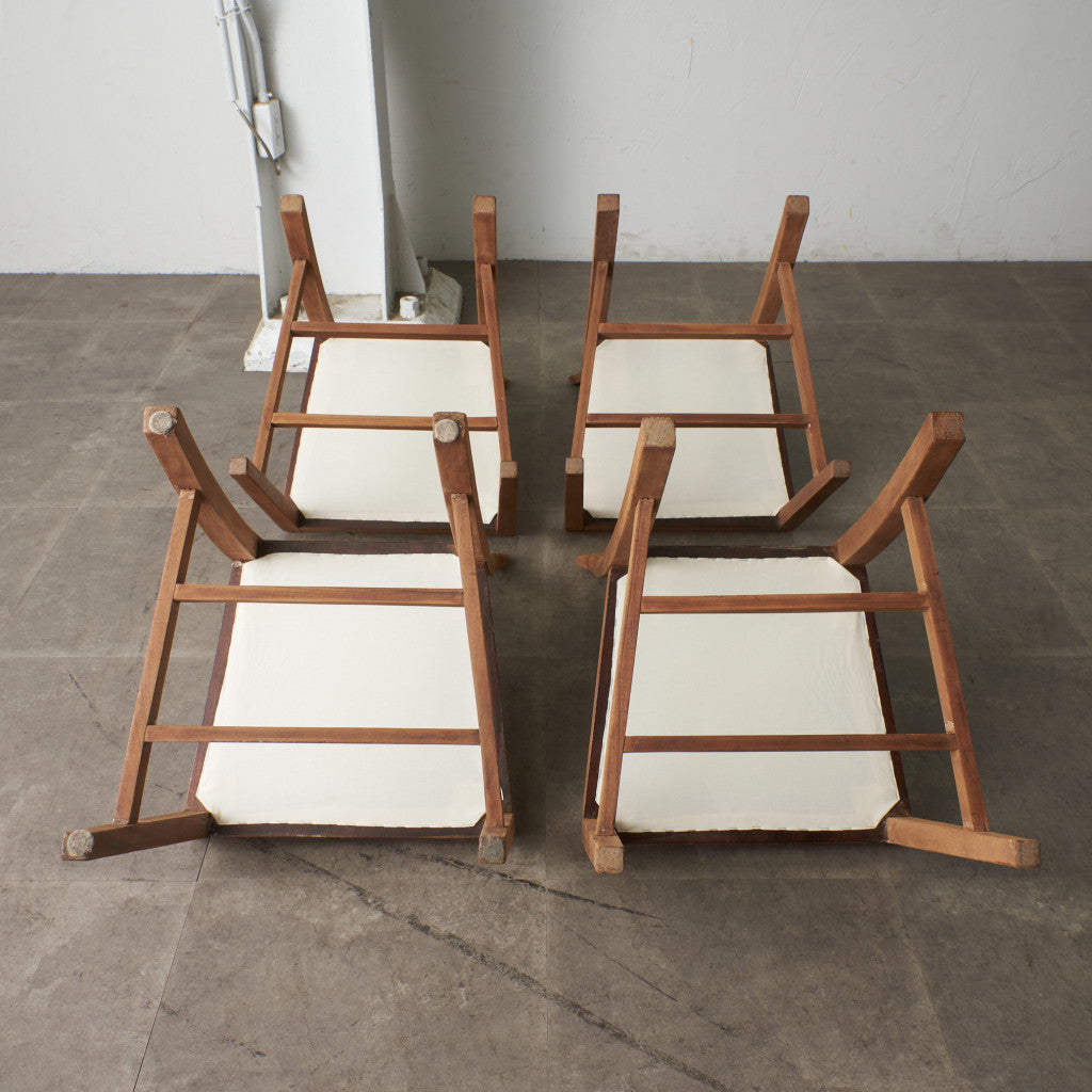 ストリップド加工 ダイニングチェア 4脚セット / 張替済