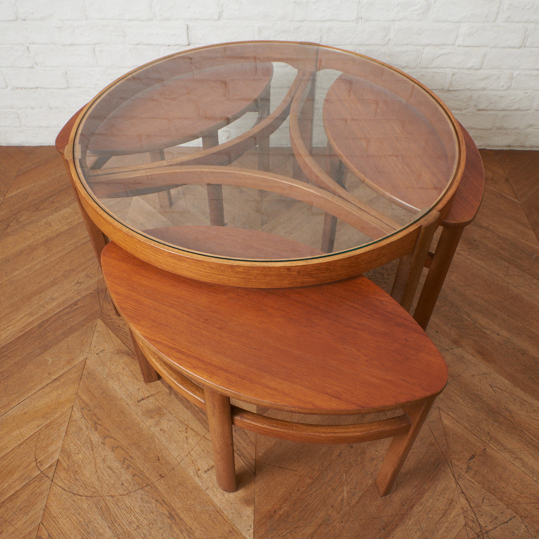 イギリス製 Nathan ネイサン ヴィンテージ ガラストップ テーブル チーク Nathan(ネイサン) / GLASS TOP COFFEE TABLE ガラストップ