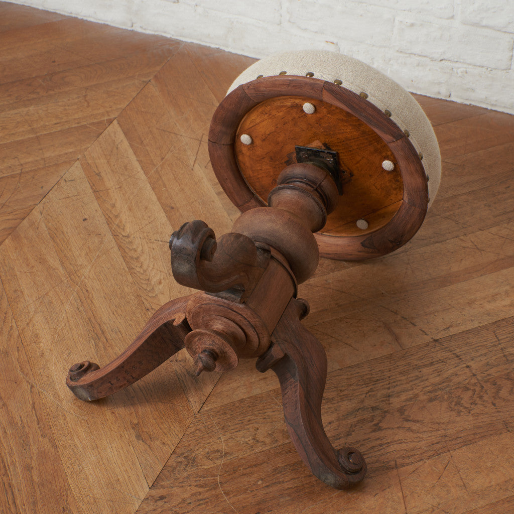 英国アンティーク ストリップド加工 スツール / 張替済