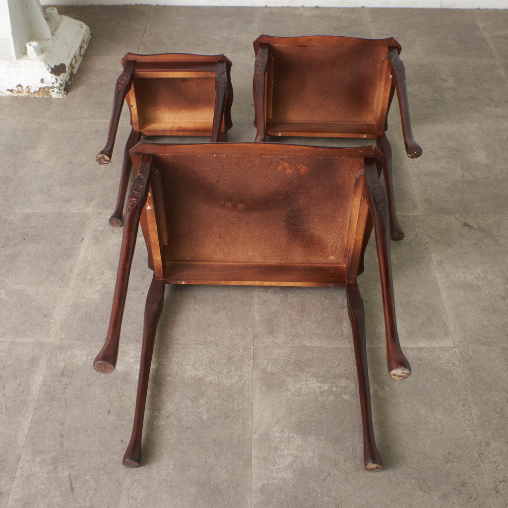 英国クラシック ガラストップ ネストテーブル