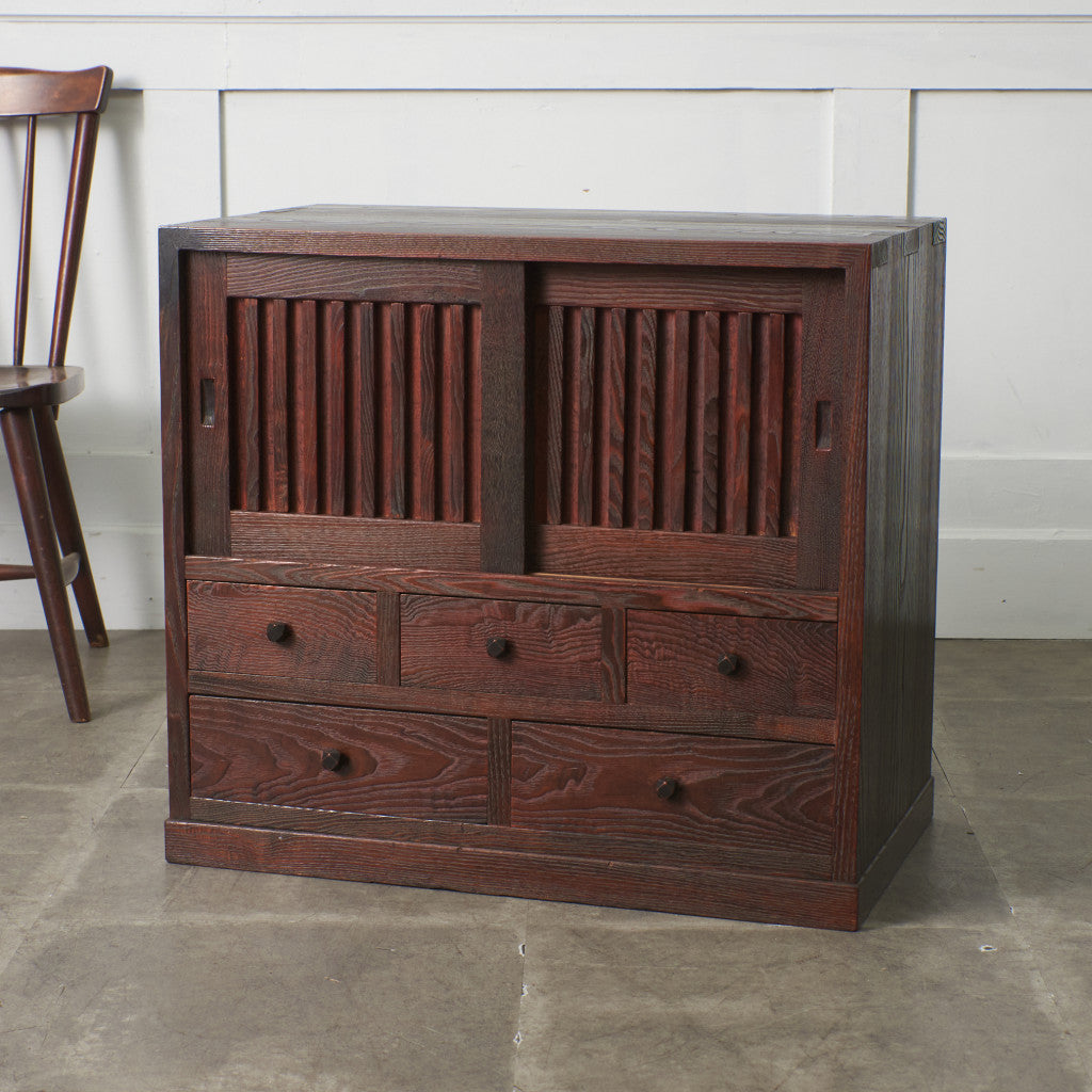 江戸指物 欅材 茶箪笥