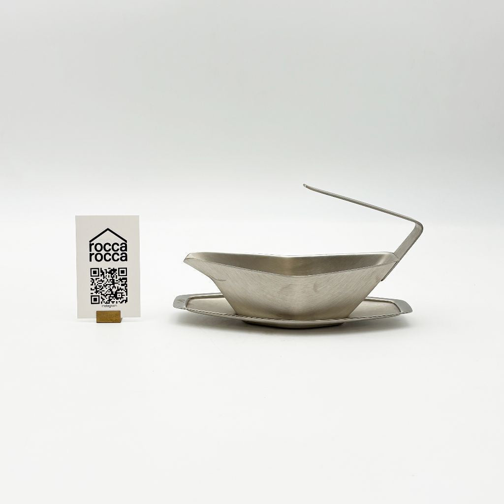 英国ヴィンテージ ステンレス ソースポット&ソーサー