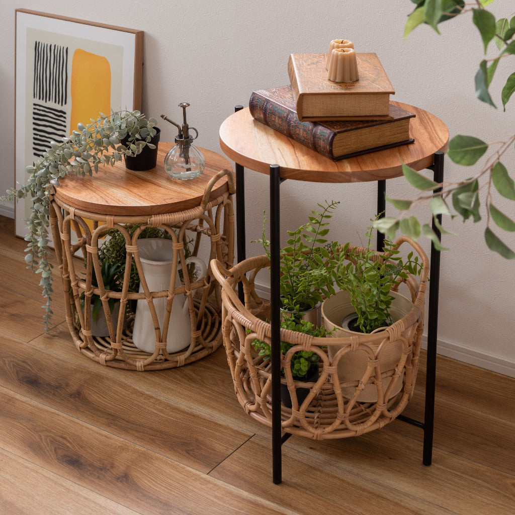 ラタンバスケット サイドテーブル