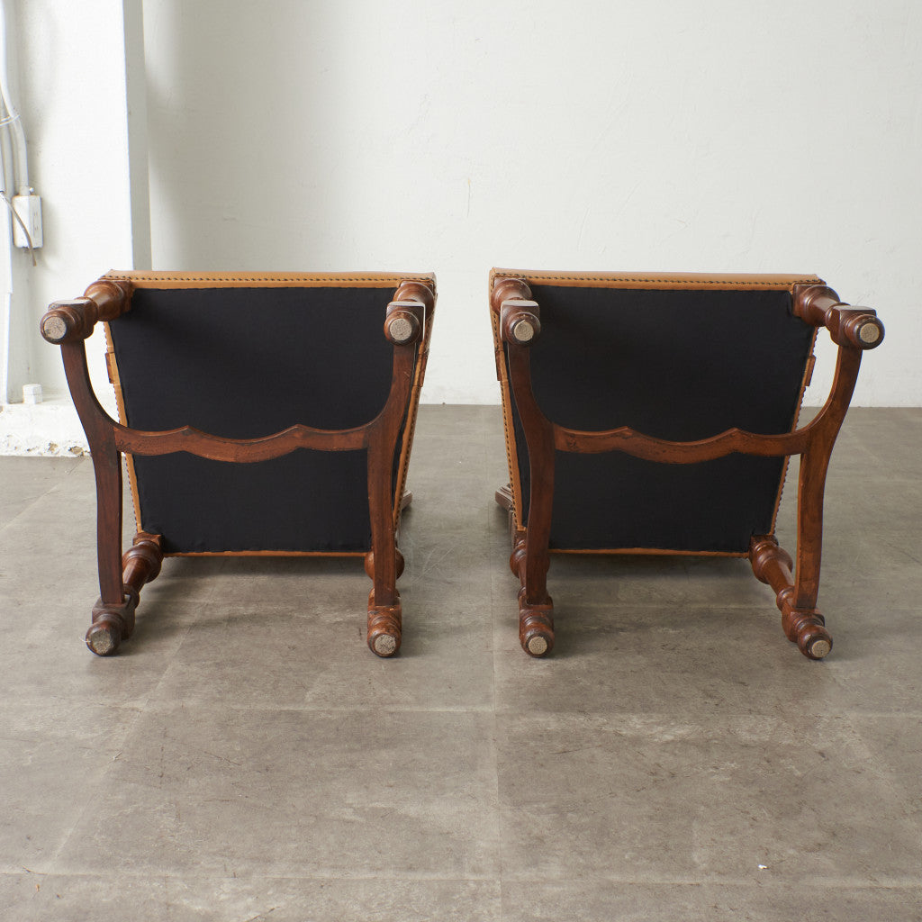 西洋クラシック アームチェア 2脚セット / 座面張替済