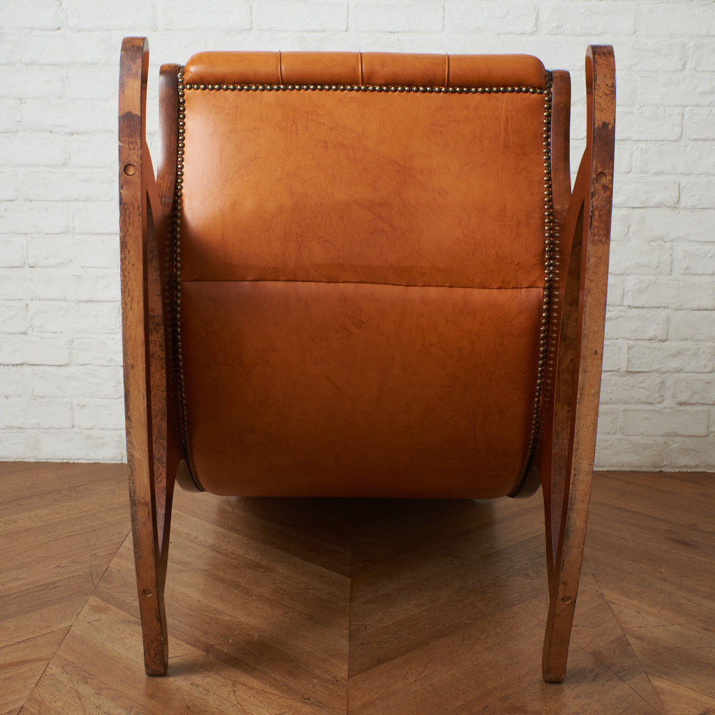 イタリア製クラシック 本革張りロッキングチェア