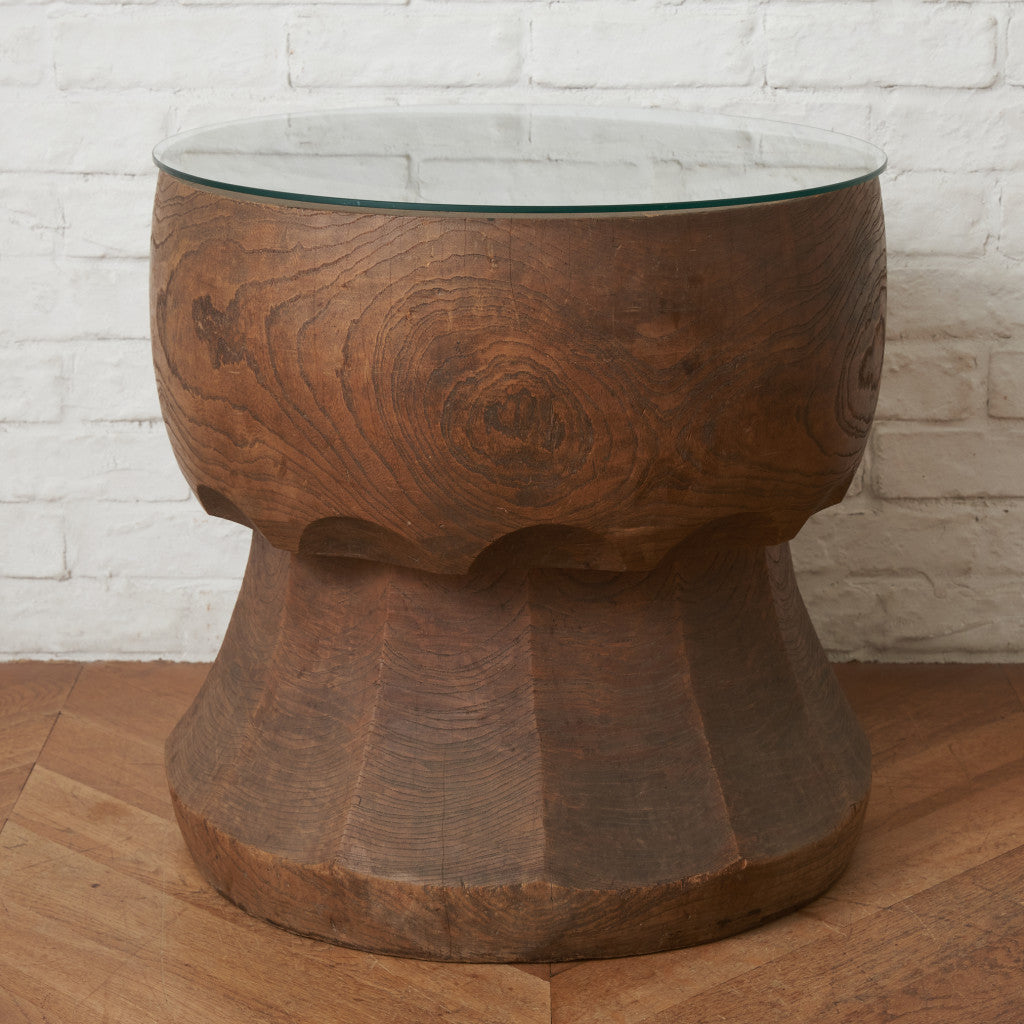 年代物 うす ガラス天板テーブル