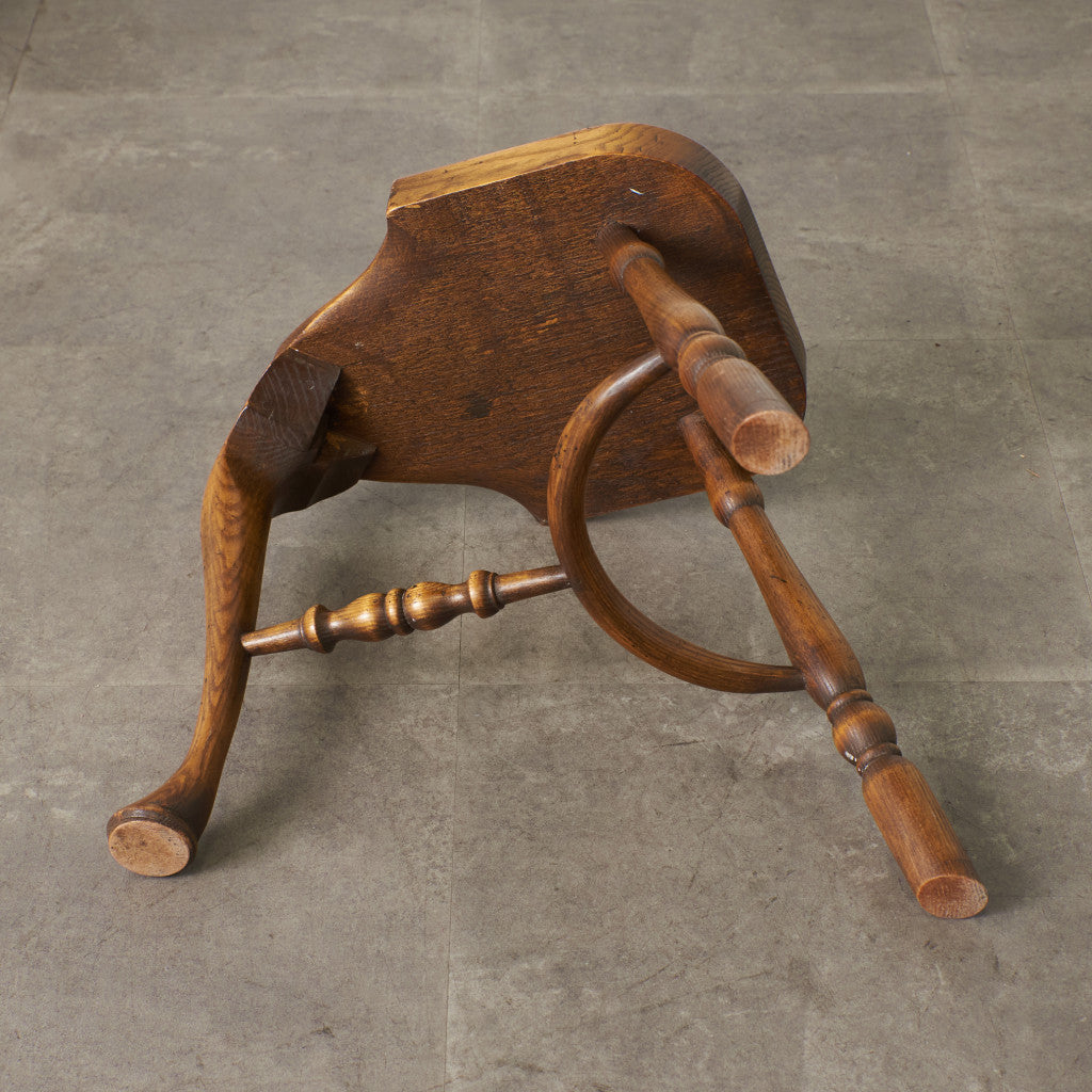 エルム無垢材 トライレッグ サドル型スツール