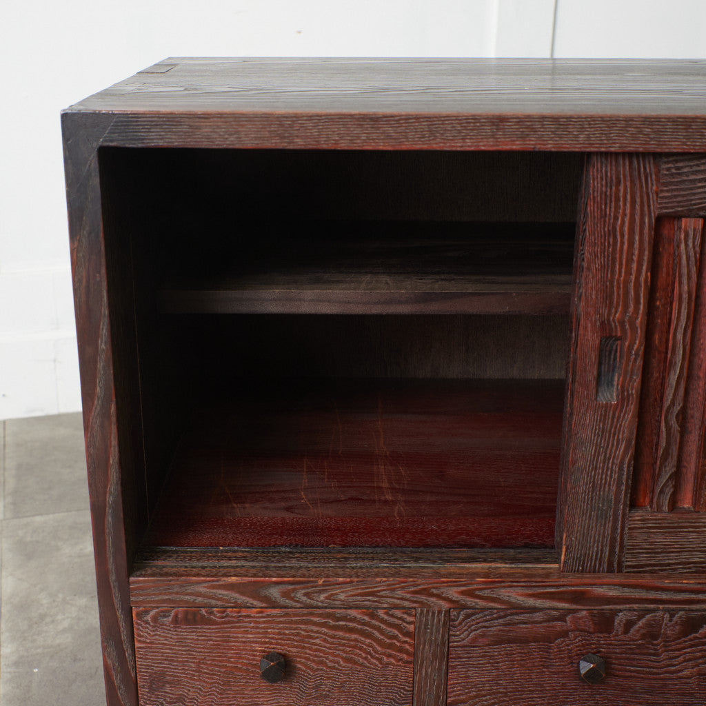 江戸指物 欅材 茶箪笥