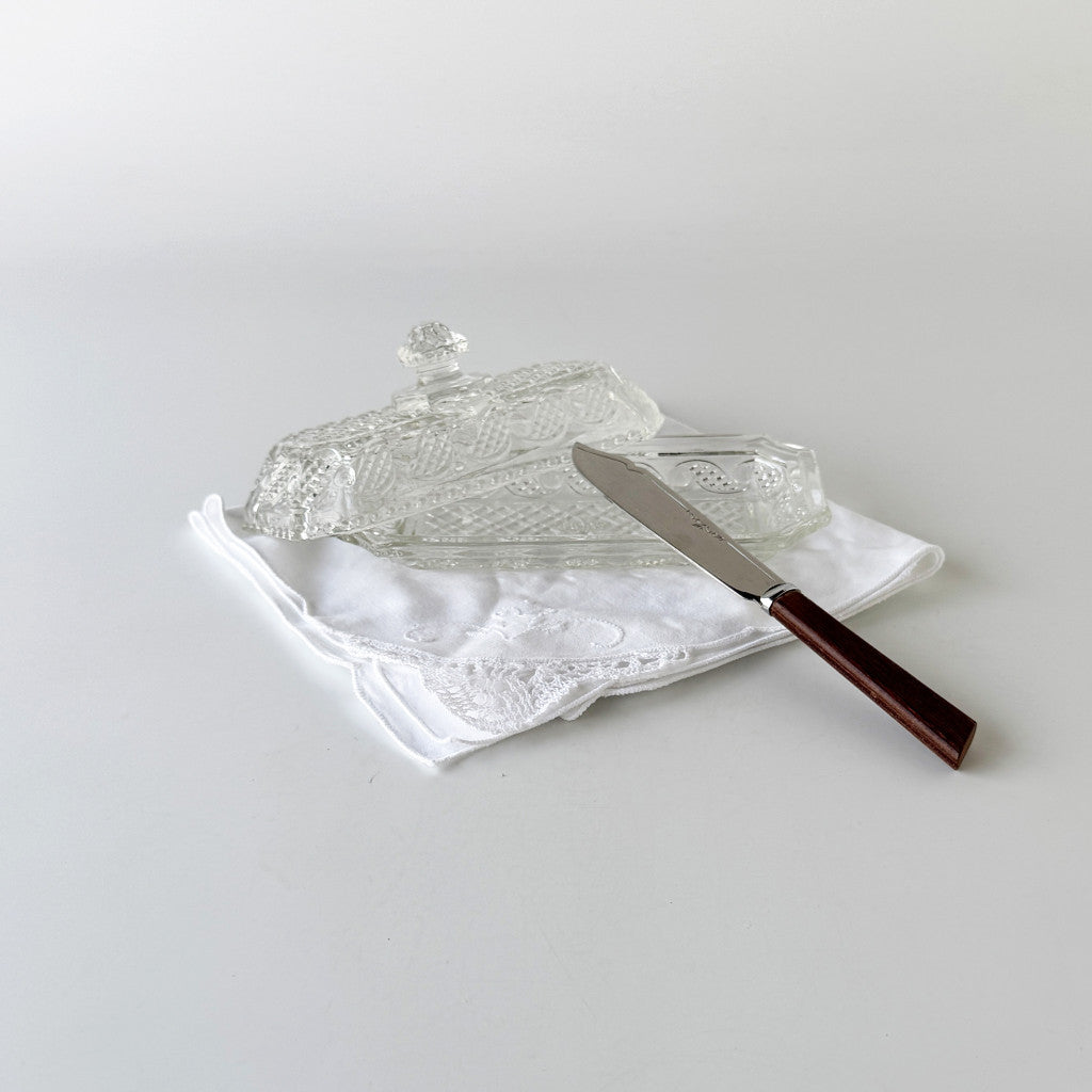 英国ヴィンテージ ガラス製バターケース