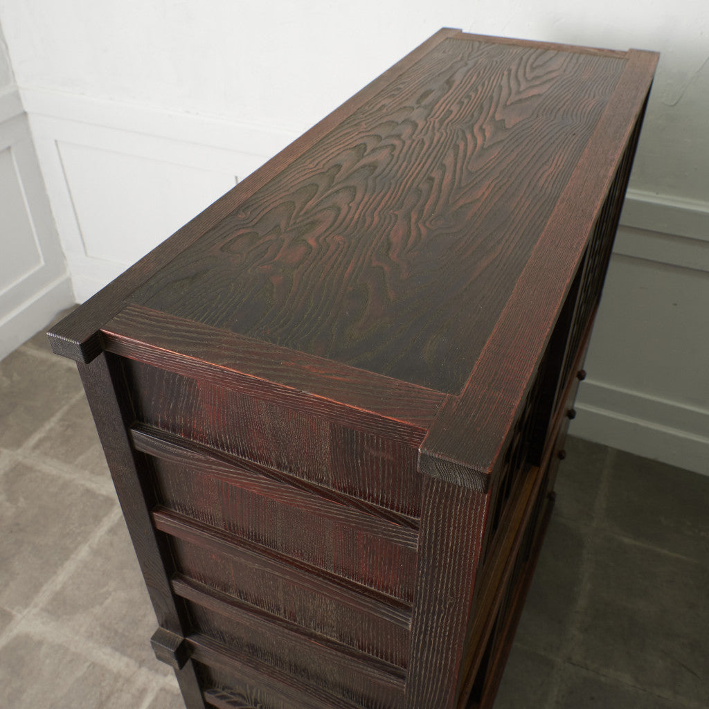 江戸指物 欅材 茶箪笥