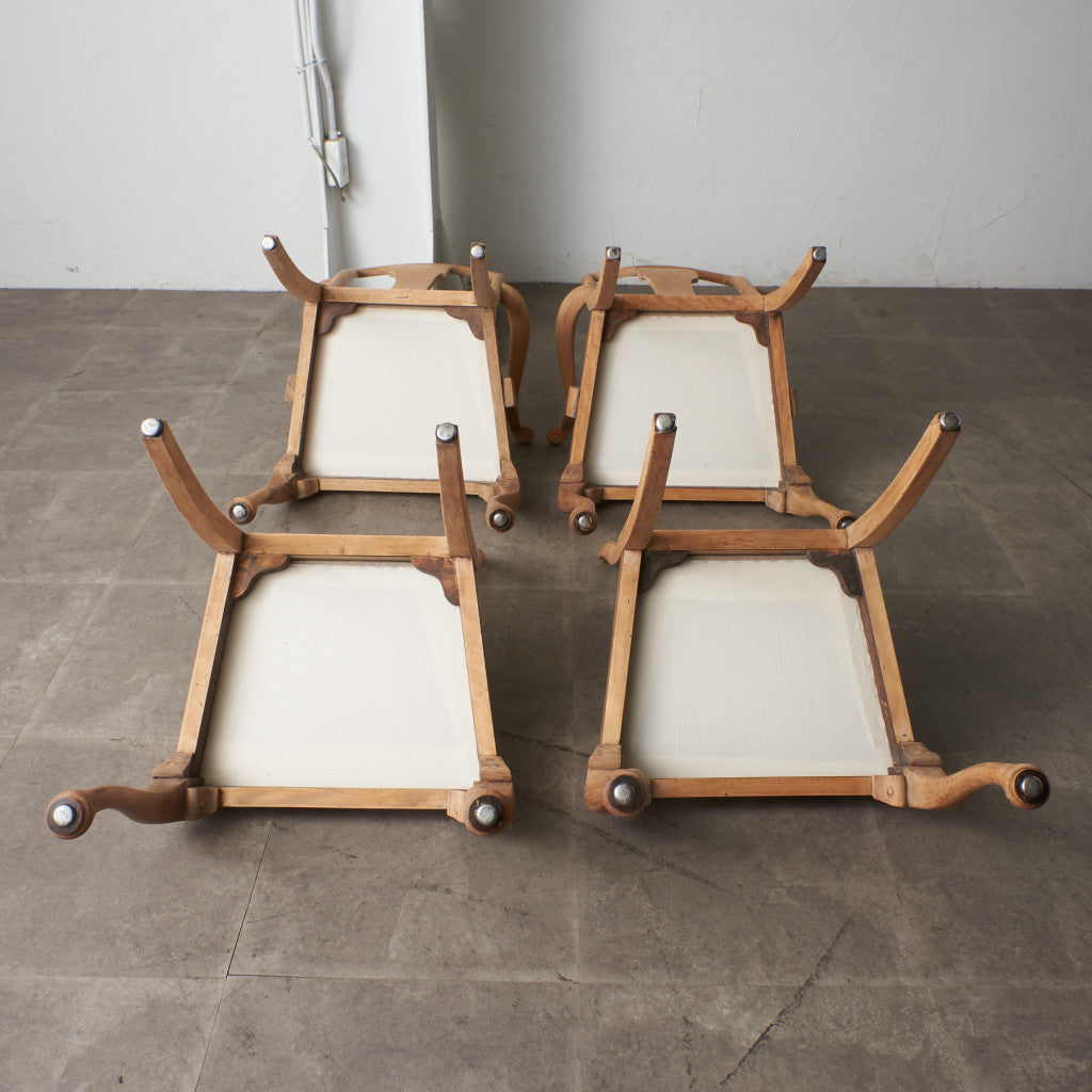 ストリップド加工 ダイニングチェア 4脚セット / 張替済