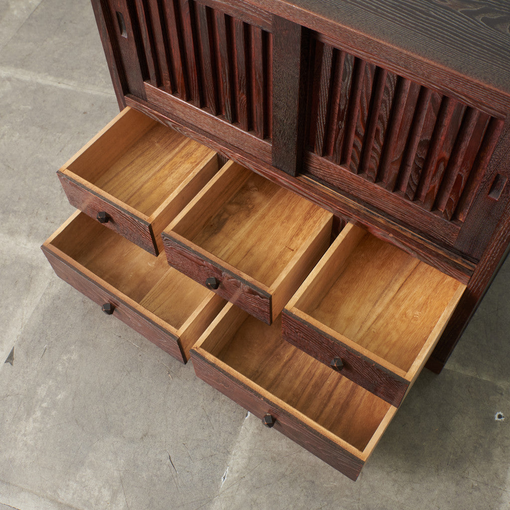 江戸指物 欅材 茶箪笥