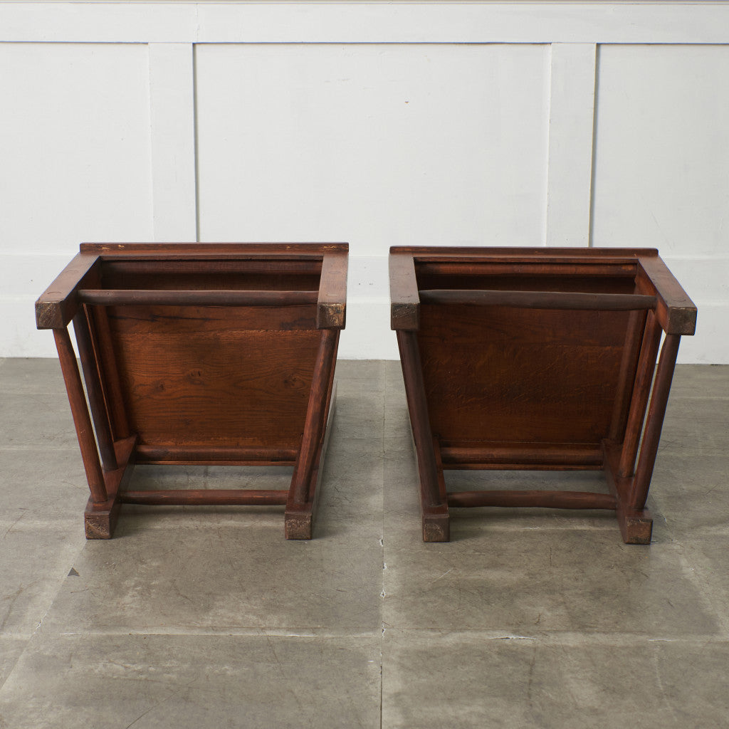 スペイン製 オーク無垢材 ダイニングチェア 2脚セット