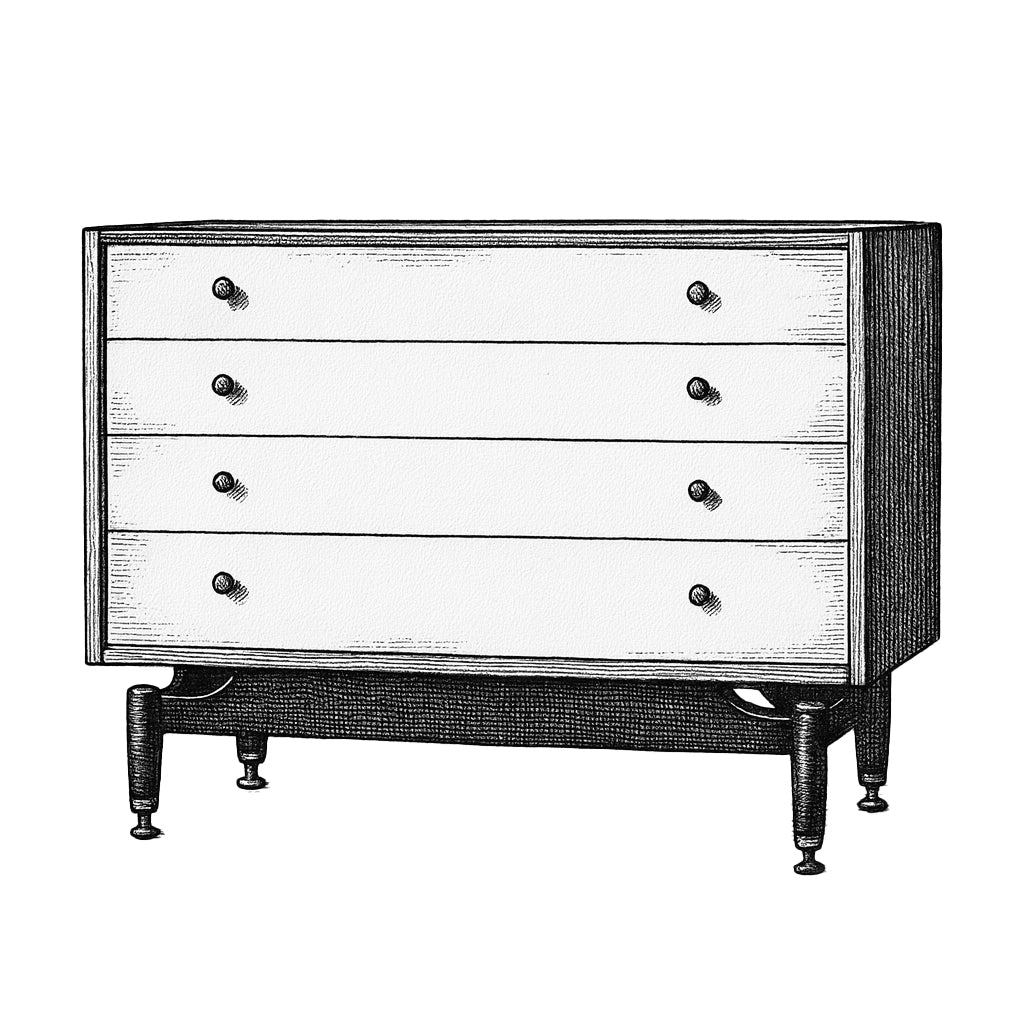 G-plan Chinese White 4 drawer chest (917)