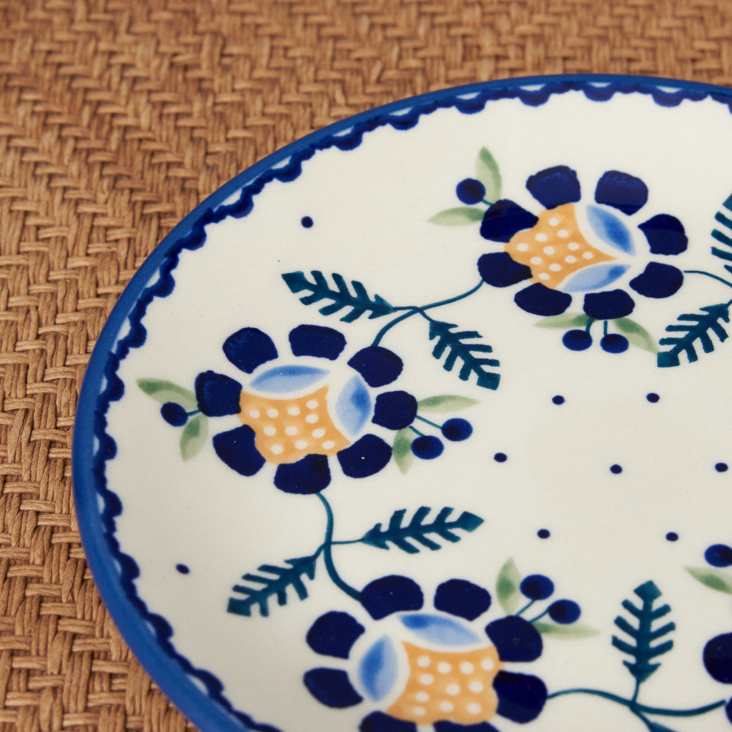 ポーリッシュポタリー プレート ブルー 花柄 17cm