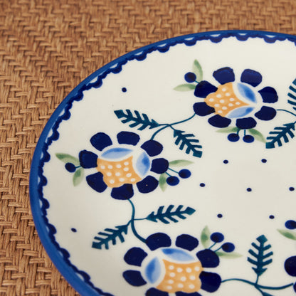 ポーリッシュポタリー プレート ブルー 花柄 17cm