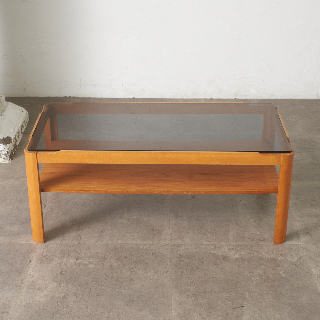 ヴィンテージ スモークガラストップ コーヒーテーブル