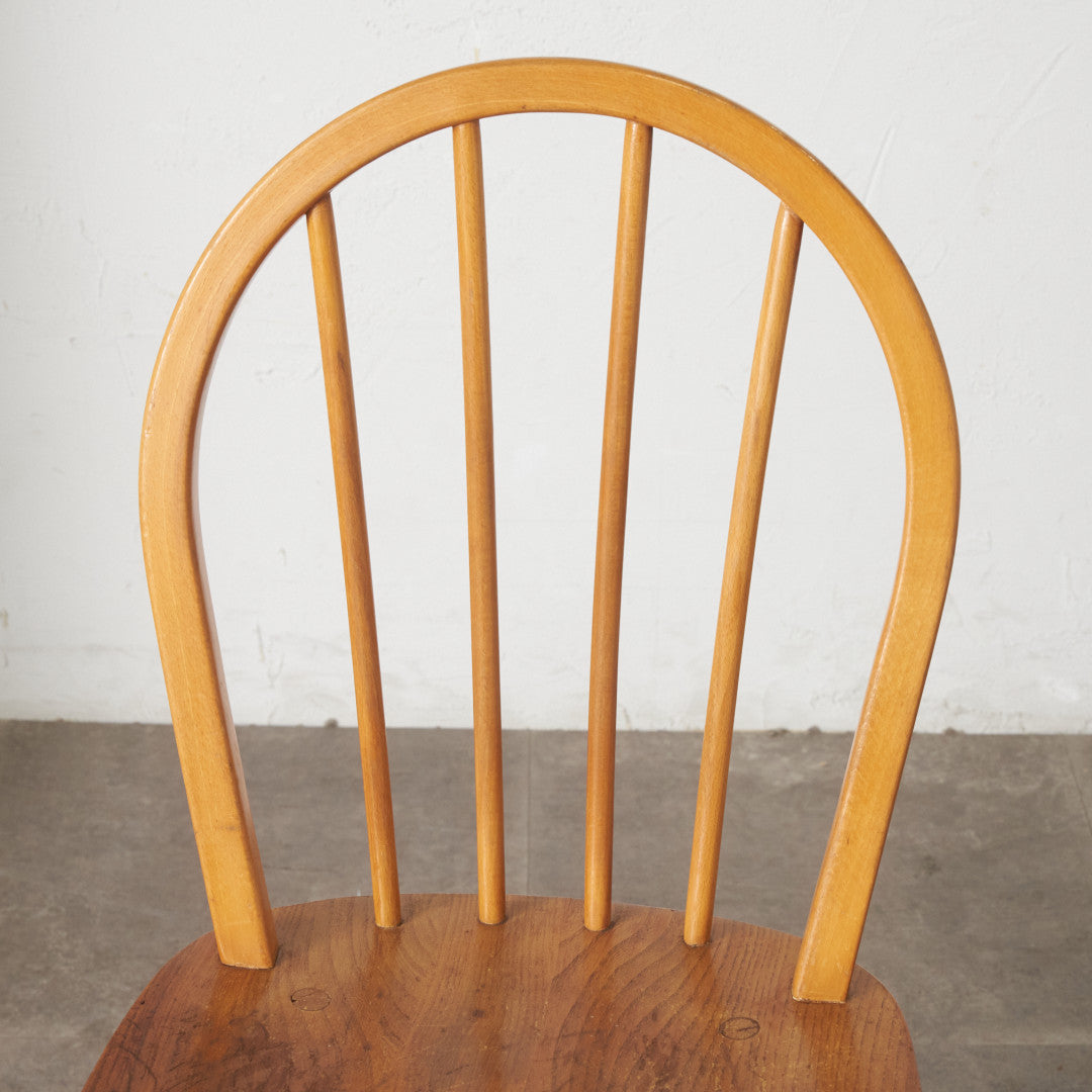 ERCOL /アーコール ｜フープバックチェア｜6本スポーク｜英国Vintage アーコール（ERCOL）フープバックチェア6本バー4脚セット【無垢