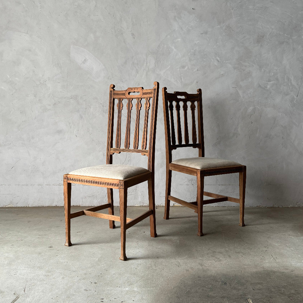 ストリップド加工 ダイニングチェア 2脚セット / 張替済