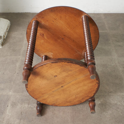 フランス アンティーク エルム材 サイドテーブル