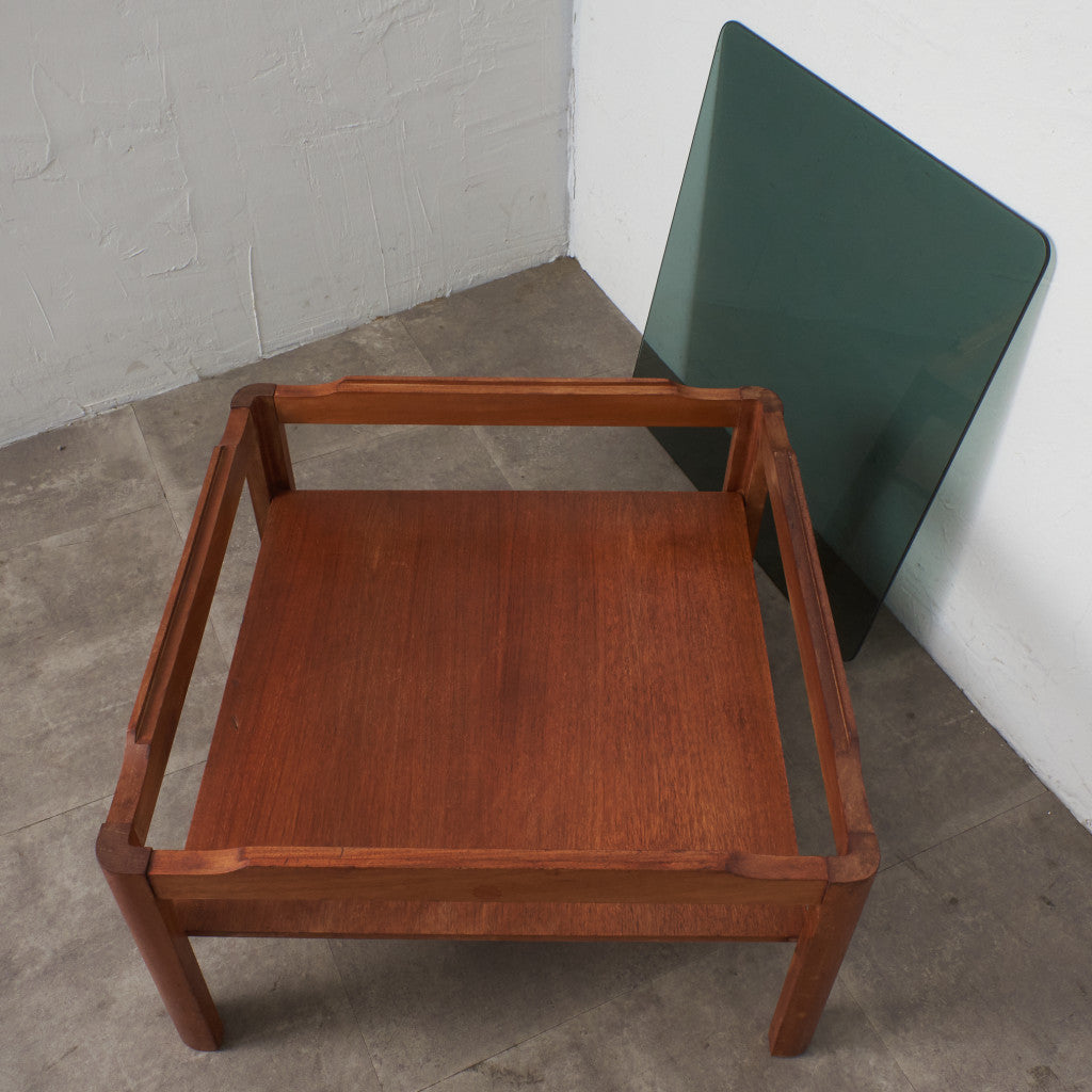 ヴィンテージ スモークガラストップ コーヒーテーブル