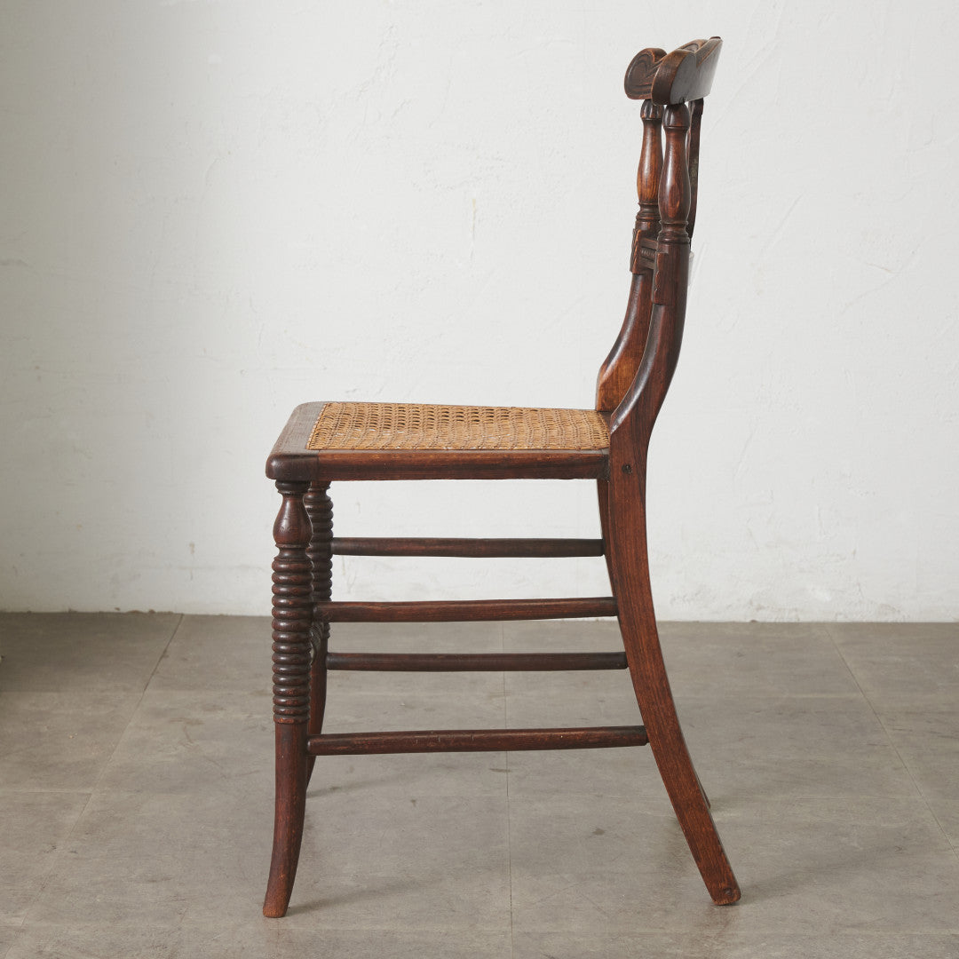 英国アンティーク リージェンシー様式 籐張りダイニングチェア