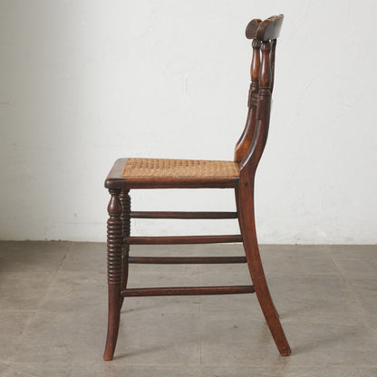 英国アンティーク リージェンシー様式 籐張りダイニングチェア