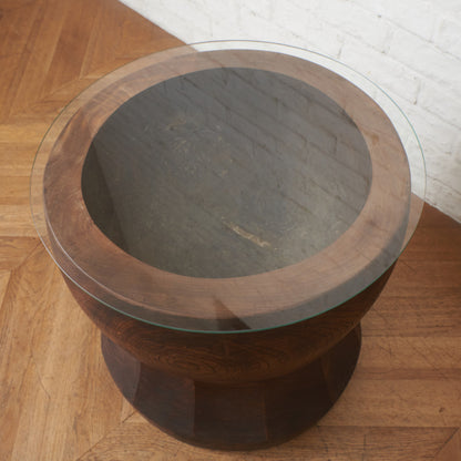 年代物 うす ガラス天板テーブル