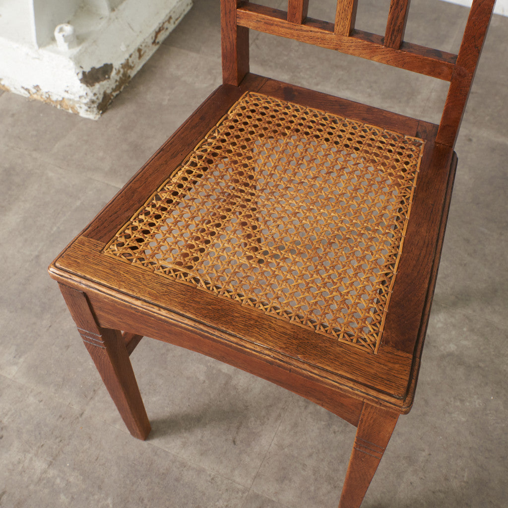 英国アンティーク 籐張りダイニングチェア