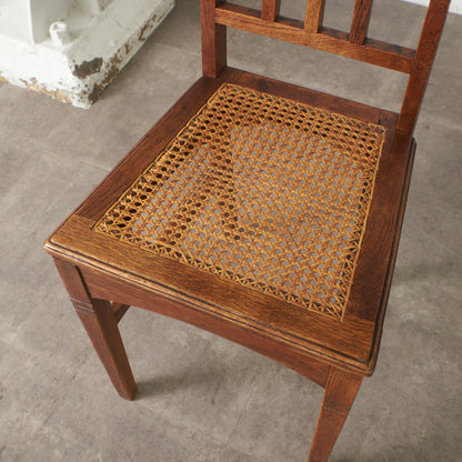 英国アンティーク 籐張りダイニングチェア