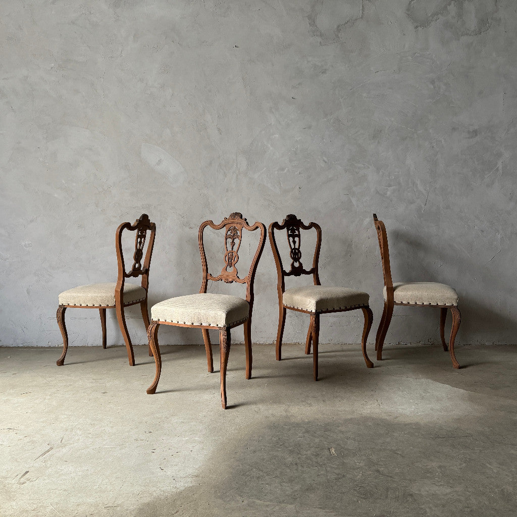 ストリップド加工 ダイニングチェア 4脚セット / 張替済