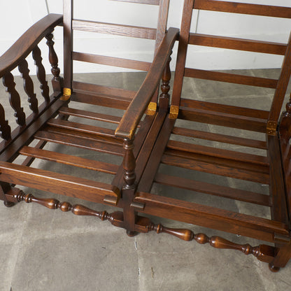 オーク材 アンティーク スタイル 2人掛けソファ