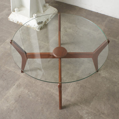 英国ヴィンテージ ガラストップ センターテーブル