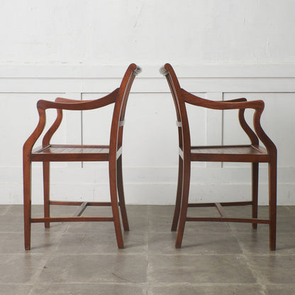 アジアンコロニアル チーク無垢材 アームチェア 2脚セット