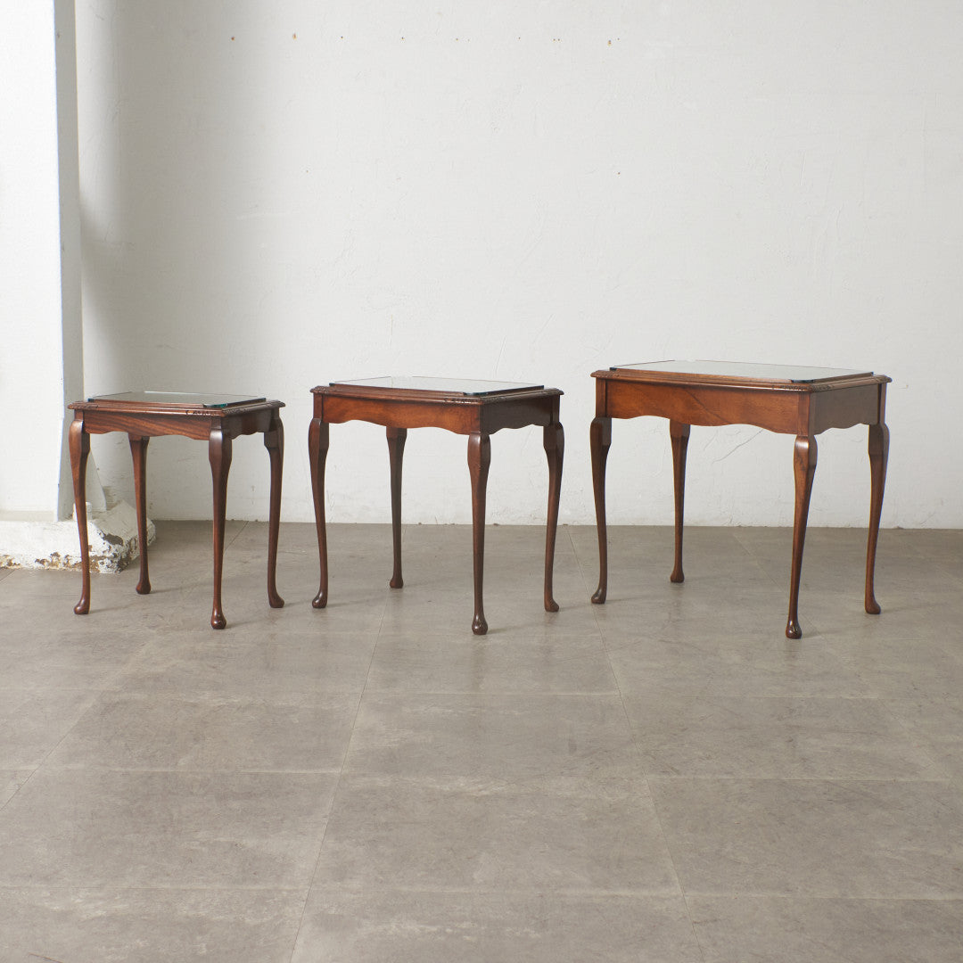 英国クラシック ガラストップ ネストテーブル – rocca rocca