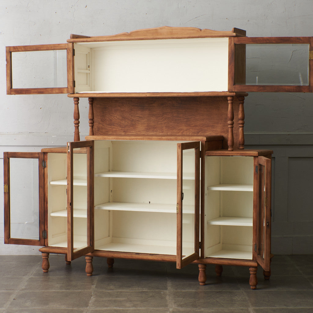 アンティーク ストリップド加工 ガラスキャビネット