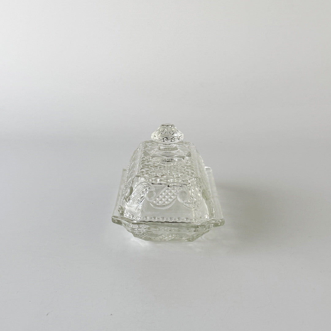 英国ヴィンテージ ガラス製バターケース